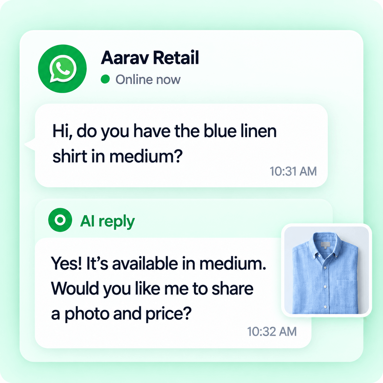 Illustration of an AI-assisted retail product conversation